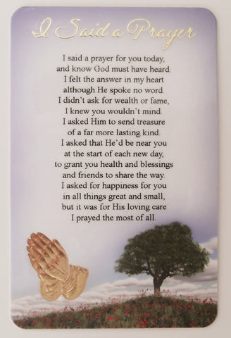 Prayer Card - I Said a Prayer For You Today - Praying Hands-Prayer Card-Serenity Gifts