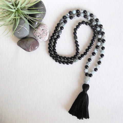Handmade Mala Beads - Black Onyx and Sesame Jasper-Mala Beads-Serenity Gifts