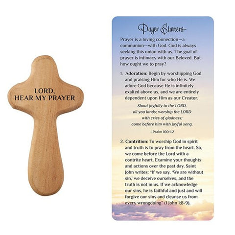 Wooden Holding Cross and Prayer Card - Lord Hear My Prayer-Holding Cross-Serenity Gifts