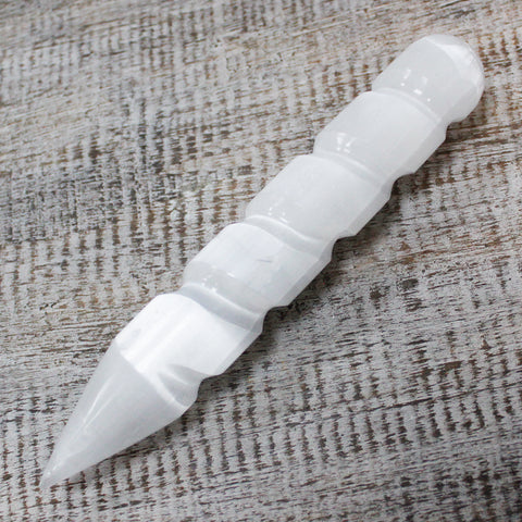 Selenite Spiral Wand - 16cm Pointed-Crystal Gemstone-Serenity Gifts