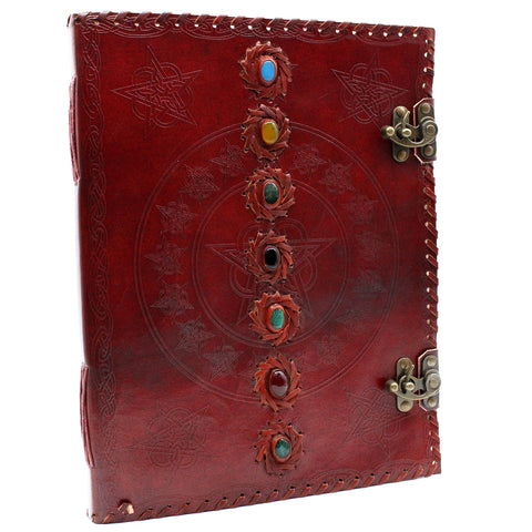 Leather Chakra Stone Notebook - Large-Chakra Gifts-Serenity Gifts