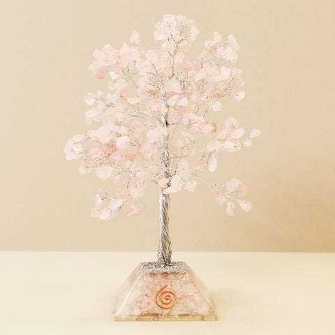 Gemstone Tree with Orgonite Base - 320 Stone - Rose Quartz-Crystal Gemstone-Serenity Gifts