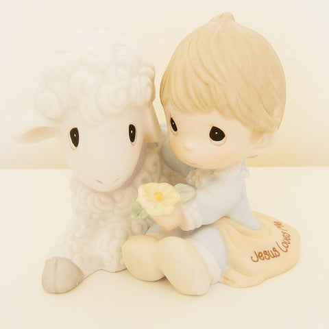 Figurine - Child with Lamb by Precious Moments-Baptism & Christening-Serenity Gifts