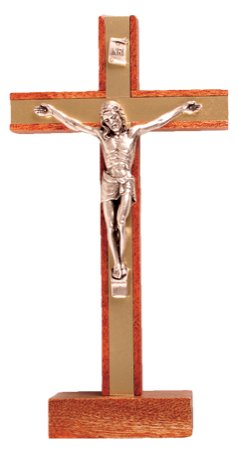 Standing Crucifix - Mahogany Wood - Metal Insert-Crucifixes-Serenity Gifts