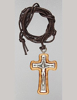 Genuine Olive Wood Crucifix on Cord - Small-olive wood pendant-Serenity Gifts