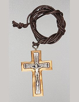 Genuine Olive Wood Crucifix on Cord-olive wood pendant-Serenity Gifts