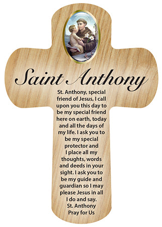 Cross Pocket Token in Wood - St Anthony-Pocket Token-Serenity Gifts