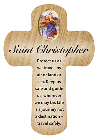 Cross Pocket Token in Wood - St Christopher-Pocket Token-Serenity Gifts