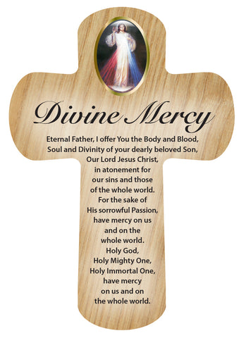 Cross Pocket Token in Wood - Divine Mercy-Pocket Token-Serenity Gifts