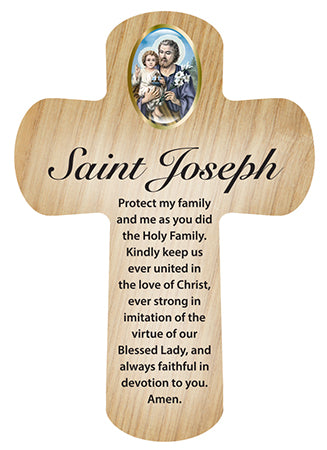 Cross Pocket Token in Wood - St Joseph-Pocket Token-Serenity Gifts