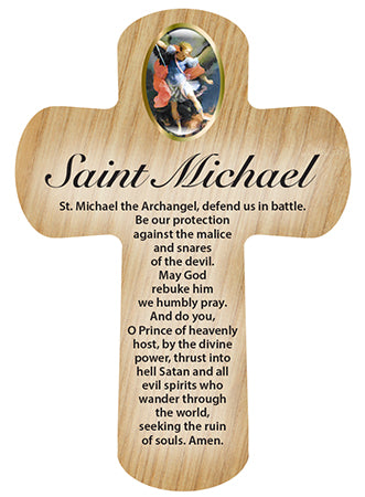 Cross Pocket Token in Wood - St Michael-Pocket Token-Serenity Gifts