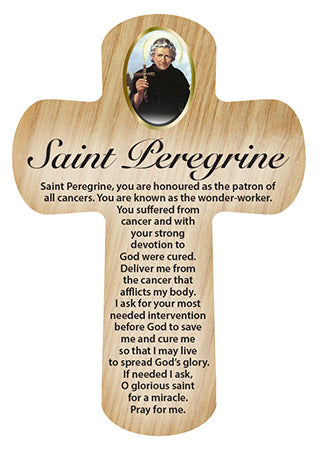 Cross Pocket Token in Wood - St Peregrine-Pocket Token-Serenity Gifts