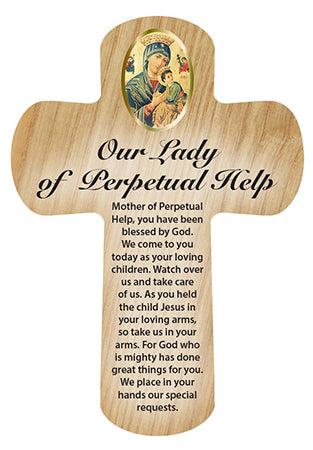 Cross Pocket Token in Wood -Our Lady Of Perpetual Help-Pocket Token-Serenity Gifts