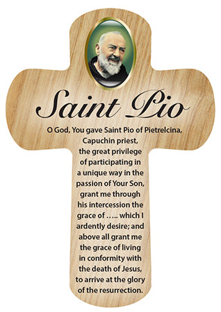 Cross Pocket Token in Wood - St Padre Pio-Pocket Token-Serenity Gifts