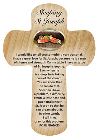 Cross Pocket Token in Wood - Sleeping Joseph-Pocket Token-Serenity Gifts
