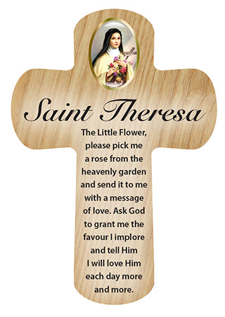 Cross Pocket Token in Wood - St Theresa-Pocket Token-Serenity Gifts