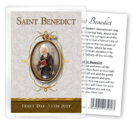 Medal with Prayer Card - St. Benedict-Medal and prayer card-Serenity Gifts