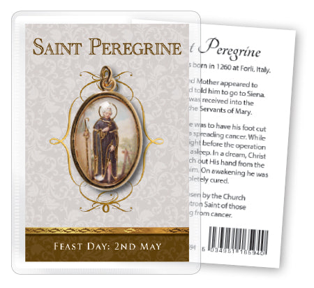 Medal with Prayer Card - Saint Peregrine-Medal and prayer card-Serenity Gifts
