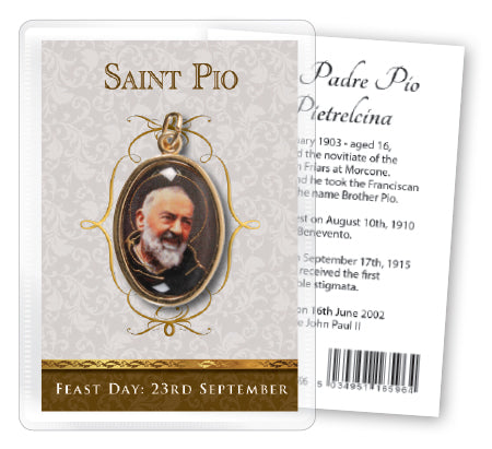 Medal with Prayer Card - Saint Pio-Medal and prayer card-Serenity Gifts