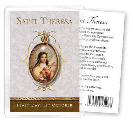 Medal with Prayer Card - Saint Theresa-Medal and prayer card-Serenity Gifts