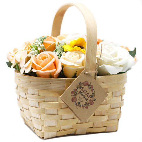 Orange Flower Bath Bouquet in Wicker Basket - LARGE-Bath Bomb-Serenity Gifts