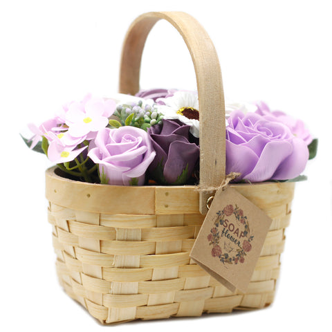 Lilac Flower Bath Bouquet in Wicker Basket - LARGE-Bath Bomb-Serenity Gifts