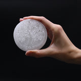 8cm Round Selenite Charging Plate - Tree of Life Design-Crystal Gemstone-Serenity Gifts