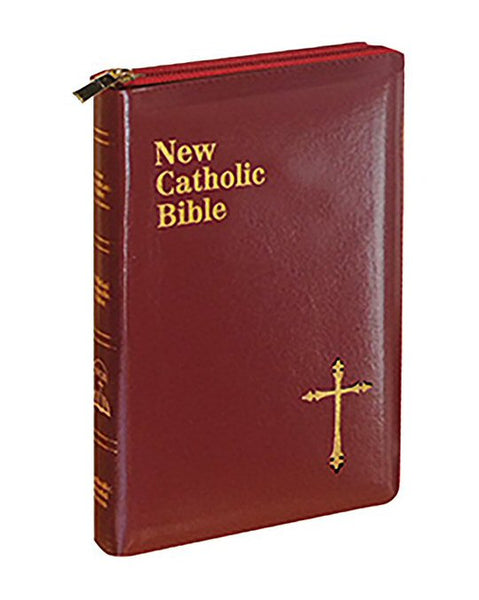New Catholic Bible - St.Joseph - Compact - Burgundy with Leather Zip-Bible-Serenity Gifts