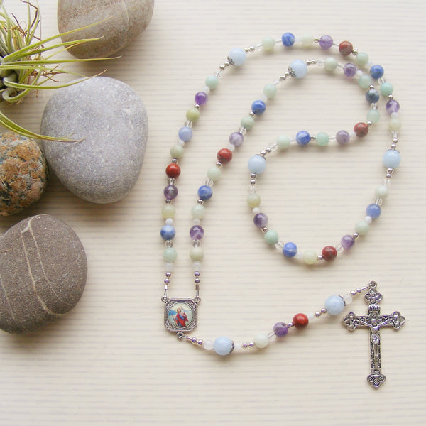 Handmade Rosary - Amazonite - Saint Christopher - 6mm-Rosary Beads-Serenity Gifts