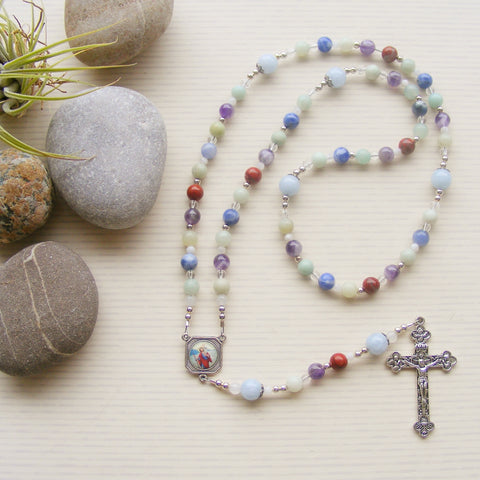 Handmade Rosary - Amazonite - Saint Christopher - 6mm-Rosary Beads-Serenity Gifts