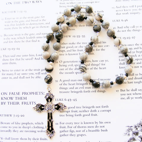 Handmade Anglican Rosary - Silver Smoked jasper-Rosary Beads-Serenity Gifts