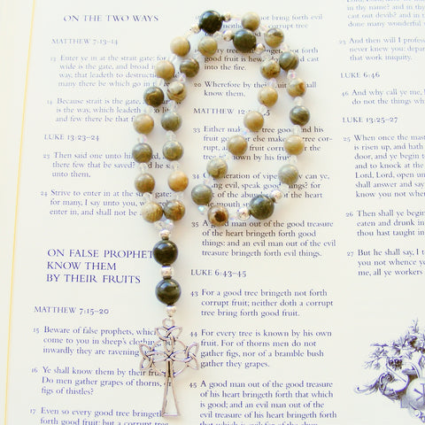 Handmade Anglican Rosary - Ocean Jasper and Kambaba Jasper-Rosary Beads-Serenity Gifts