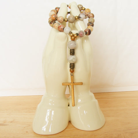 Handmade Anglican Rosary - Crazy Lace Agate and Peace Jade-Jewellery-Serenity Gifts