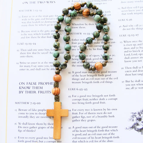 Handmade Anglican Rosary - Chrysoprase - Green/Black-Rosary Beads-Serenity Gifts