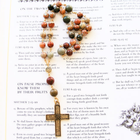 Handmade Anglican Chain Link Rosary - Picasso Jasper-Rosary Beads-Serenity Gifts
