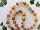 Handmade Anglican Rosary - Crackle Glass Brown Mix-Jewellery-Serenity Gifts