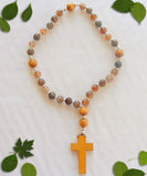 Handmade Anglican Rosary - Crackle Glass Brown Mix-Jewellery-Serenity Gifts