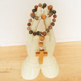 Handmade Anglican Rosary - Crackle Glass Brown Mix-Jewellery-Serenity Gifts
