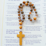 Handmade Anglican Rosary - Crackle Glass Brown Mix-Jewellery-Serenity Gifts