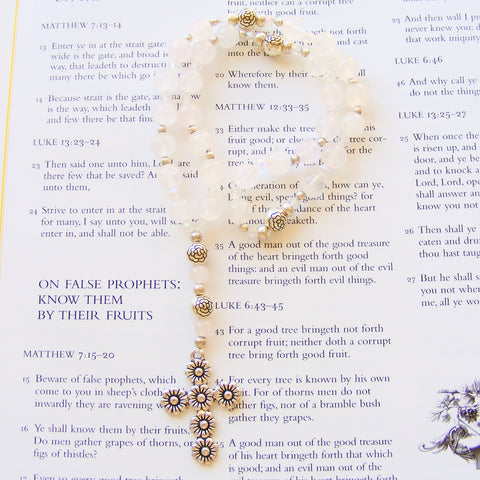 Handmade Anglican Rosary - Delicate Pink and White Jade-Anglican Rosary-Serenity Gifts