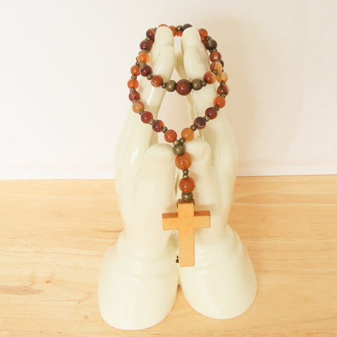 Handmade Anglican Rosary - Brown Banded Agate-Jewellery-Serenity Gifts