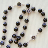 Handmade Anglican Rosary - Unique Centre - Black Marble-Rosary Beads-Serenity Gifts
