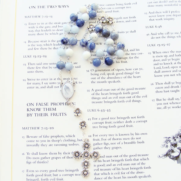 Handmade Anglican Rosary - Unique Centre - Blue Gemstones-Jewellery-Serenity Gifts