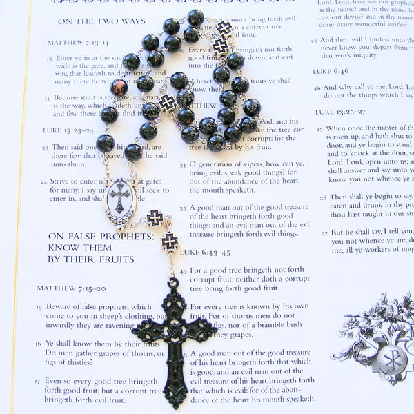 Handmade Anglican Rosary - Unique Centre - Black Marble-Rosary Beads-Serenity Gifts