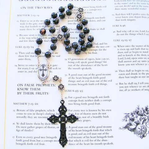 Handmade Anglican Rosary - Unique Centre - Black Marble-Rosary Beads-Serenity Gifts