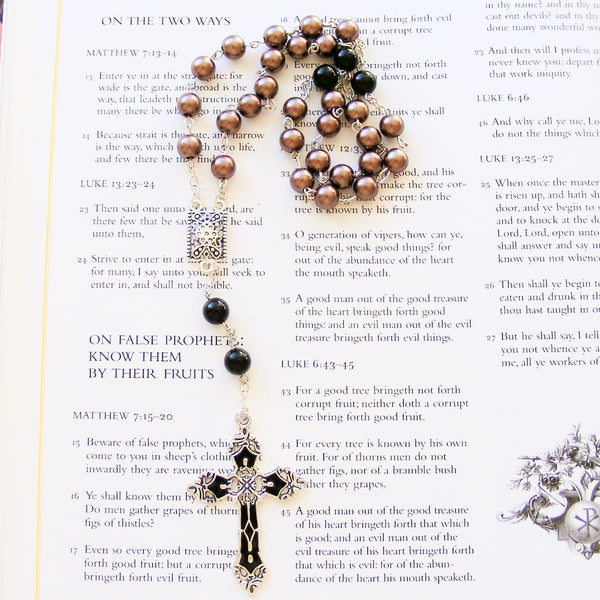 Handmade Anglican Rosary - Brown Faux Pearl-Christian Rosary-Serenity Gifts