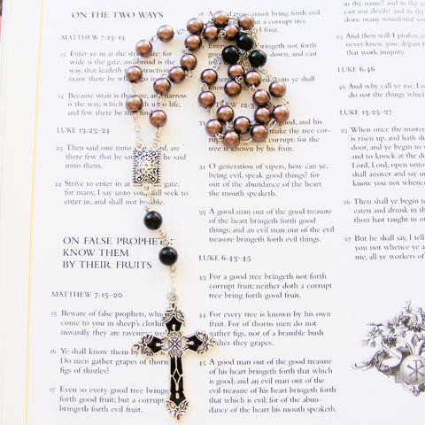 Handmade Anglican Rosary - Brown Faux Pearl-Christian Rosary-Serenity Gifts