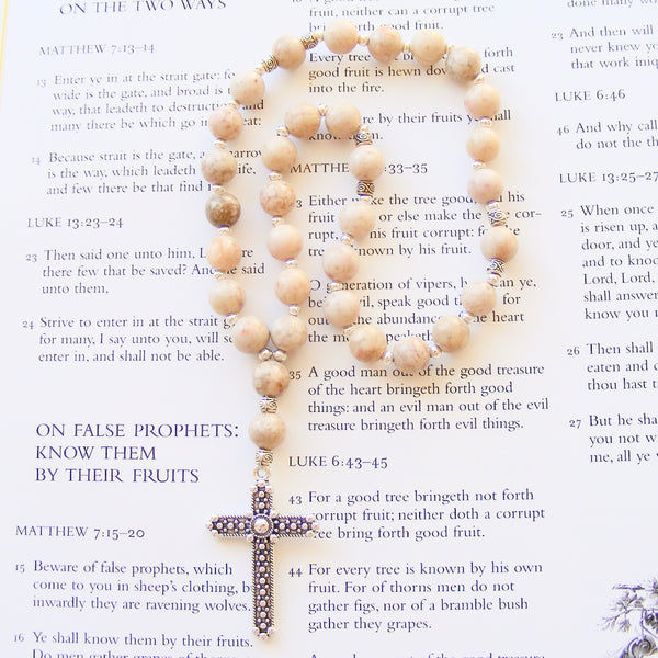 Handmade Anglican Rosary - Fossil Crinoid-Rosary Beads-Serenity Gifts