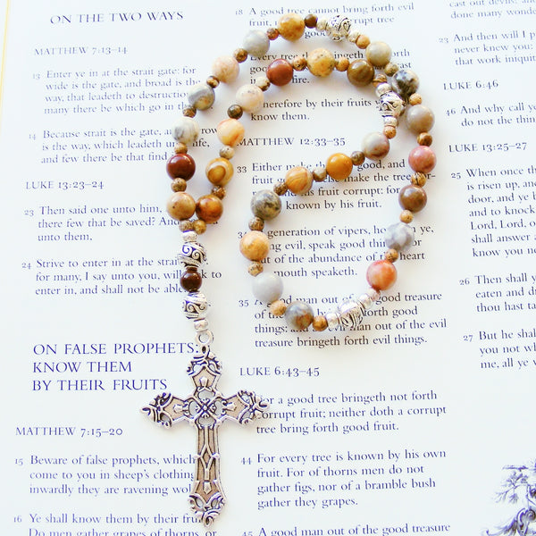 Handmade Anglican Rosary - Crazy Lace Agate-Jewellery-Serenity Gifts