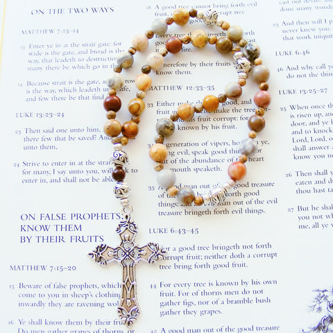 Handmade Anglican Rosary - Crazy Lace Agate-Jewellery-Serenity Gifts